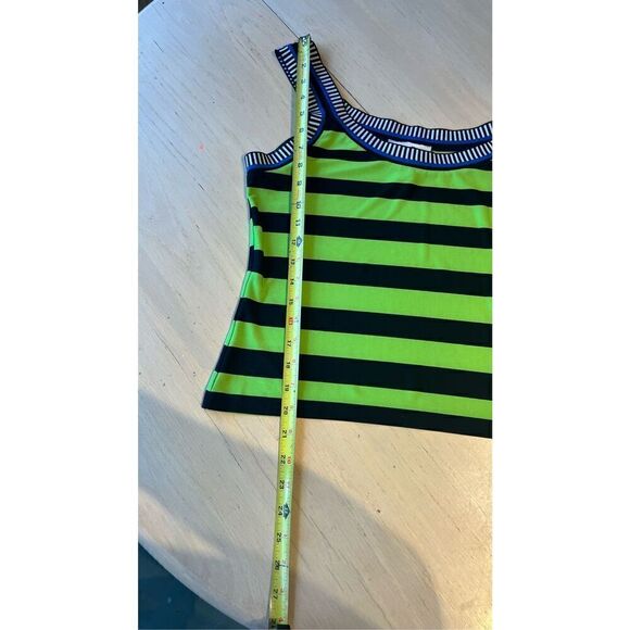 Joseph Ribkoff Striped Sleeveless Poly Jersey Knit Green Blue SZ L (12) - Picture 4 of 9